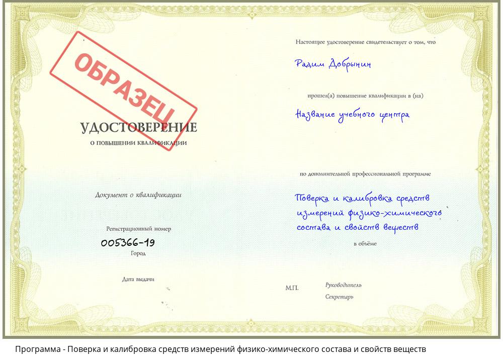 Поверка и калибровка средств измерений физико-химического состава и свойств веществ Баксан
